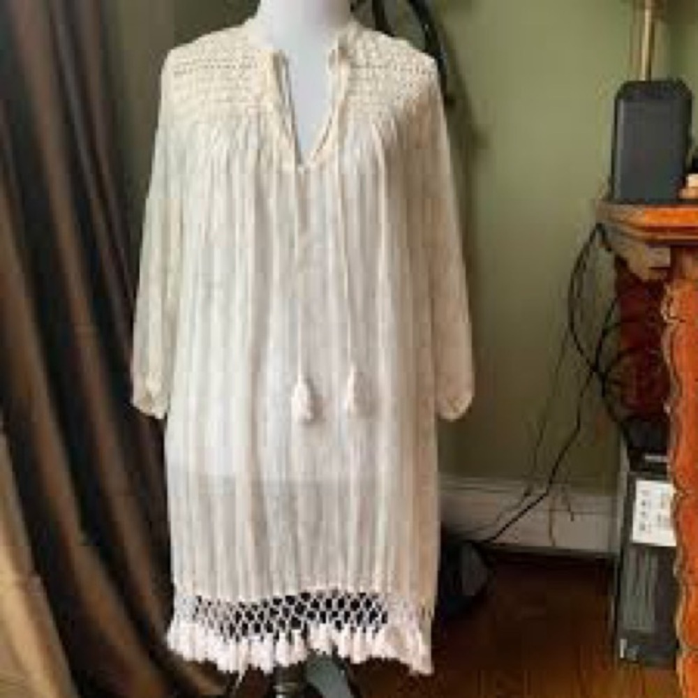 100% cotton Roberta Roller Rabbit Cream Long Sleeve Dress A0231